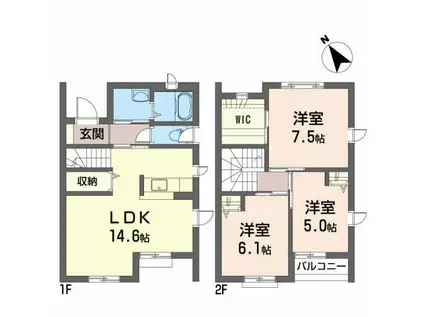 北上ステーション・アベニューF(3LDK/1階)の間取り写真