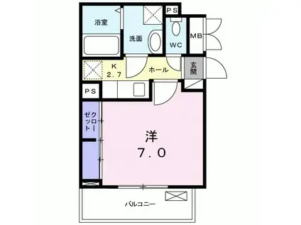 サニークレメント八潮(1K/2階)の間取り写真