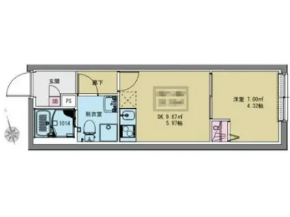 MAXIV CITY堀切RIVER SUDE(1DK/2階)の間取り写真