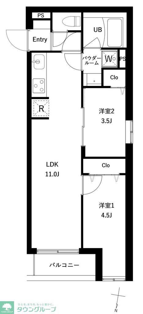 プレセダン千駄木(2LDK/1階)の間取り写真