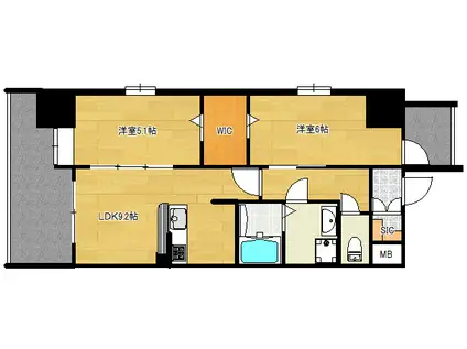 グランデール中広(2LDK/4階)の間取り写真