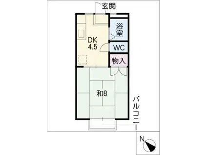 サンライフ花C(1DK/2階)の間取り写真