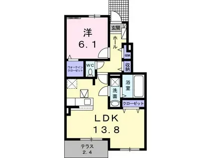 クリスタルドミール I(1LDK/1階)の間取り写真
