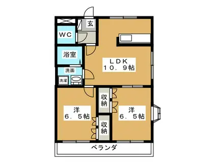 ラピュタ弐番館(2LDK/1階)の間取り写真