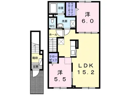 プライムハウス モア(2LDK/2階)の間取り写真