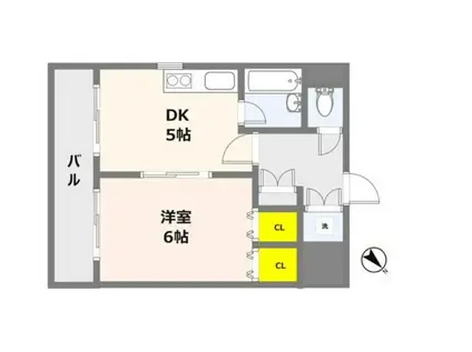 ジュネスドミール(1DK/2階)の間取り写真