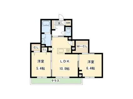 ユーフォリエ(2LDK/1階)の間取り写真