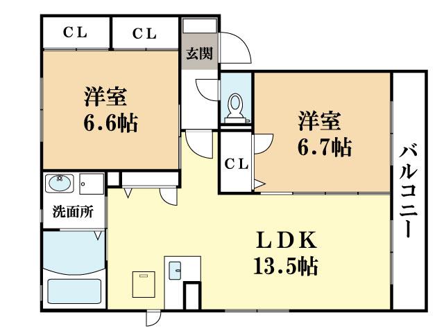 TK FOREST COURT A(2LDK/1階)の間取り写真