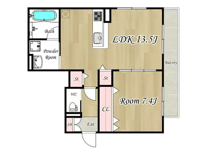 WELL GATE ノース(1LDK/1階)の間取り写真