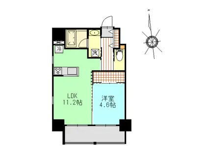 デルタ宇品(1LDK/2階)の間取り写真