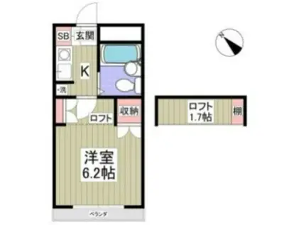 ハイツセルシオン(1K/2階)の間取り写真