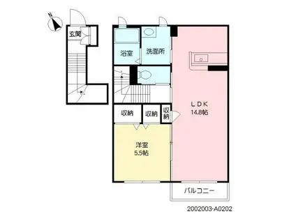 アビタシオンS&K(1LDK/2階)の間取り写真