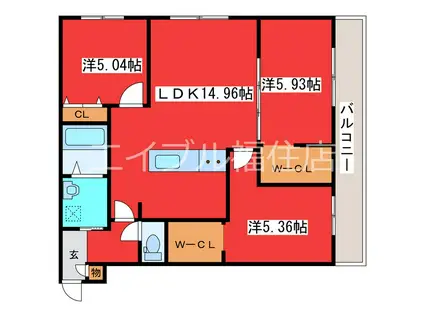 GEレジデンスFUKUZUMI(3LDK/2階)の間取り写真
