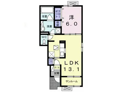 ソフィア 高岡(1LDK/1階)の間取り写真