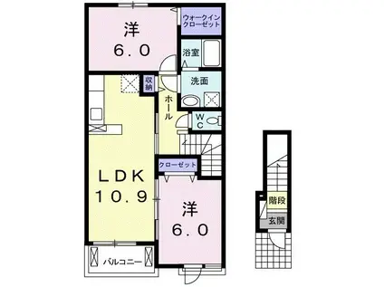 カーサ・ボナール A(2LDK/2階)の間取り写真