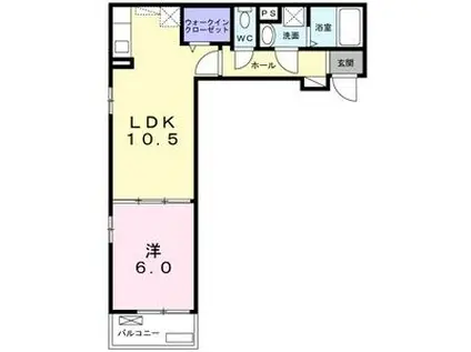 グランサイト六笠2(1DK/1階)の間取り写真