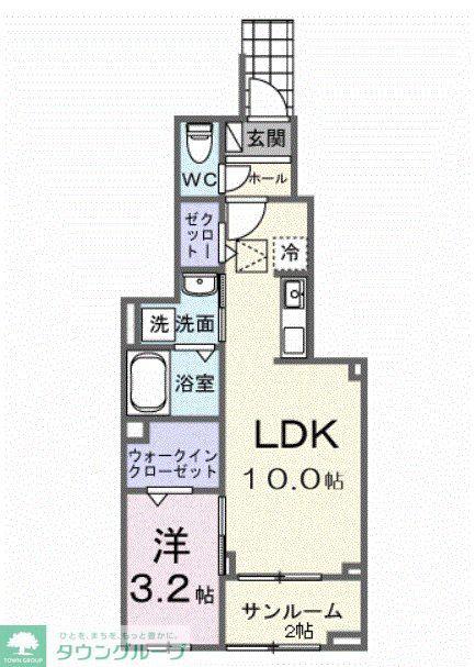 ヒカルサ西大宮(1LDK/1階)の間取り写真