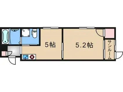 リビア岸里(1DK/4階)の間取り写真