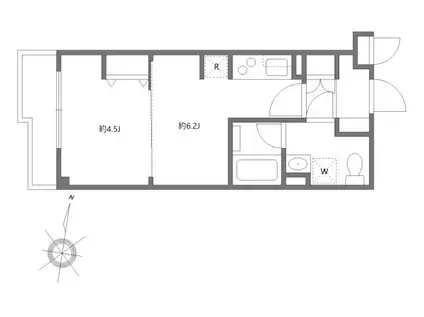 ARTIZA 上野毛(1DK/1階)の間取り写真