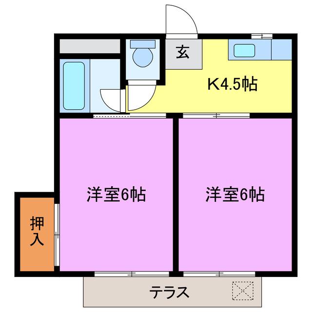 コーポ高塚(2K/1階)の間取り写真