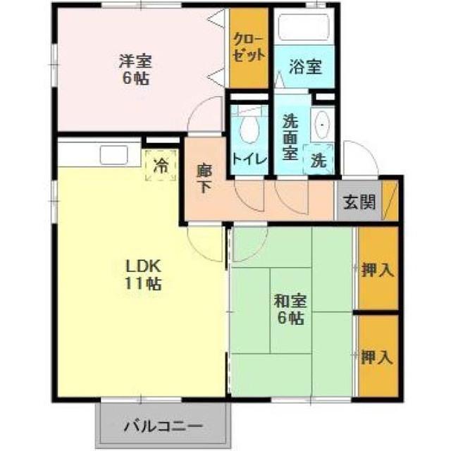 エスコルタ新町ABC(2LDK/2階)の間取り写真