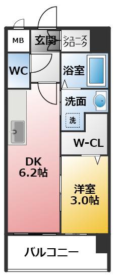 エステムコート名古屋セントリア(1DK/13階)の間取り写真