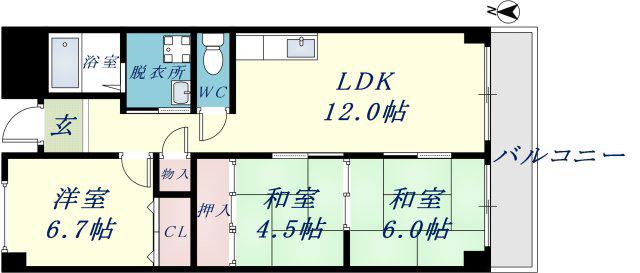 パレグリシーヌ(3LDK/3階)の間取り写真