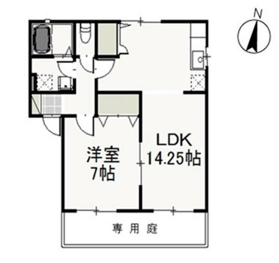 タウンハイツ山崎B棟(1LDK/1階)の間取り写真
