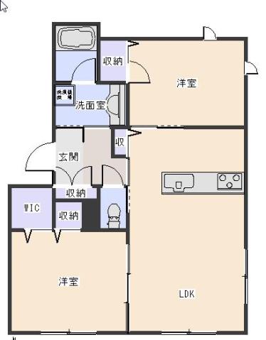ケントスクエア六番館(2LDK/1階)の間取り写真