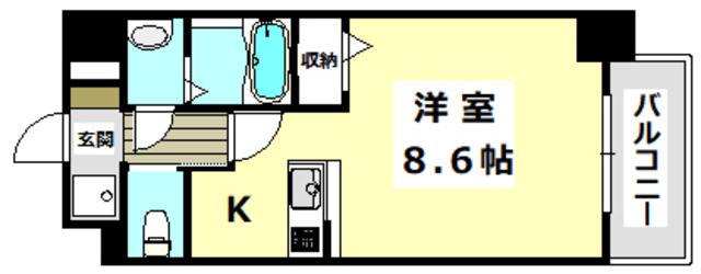 ロイス南茨木(ワンルーム/1階)の間取り写真