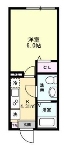ルージュエール豊四季(1K/1階)の間取り写真