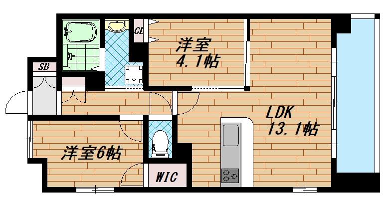 SOPHIA COURT宿院(2LDK/9階)の間取り写真