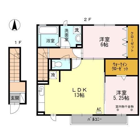 フォルトゥーナ(2LDK/2階)の間取り写真