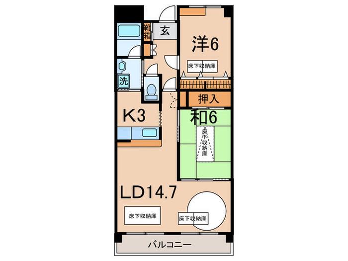 平野ビル3(2LDK/1階)の間取り写真