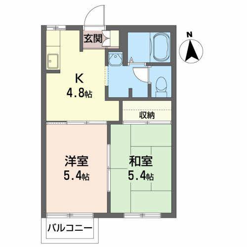 ディアス・ルフラン(2K/2階)の間取り写真
