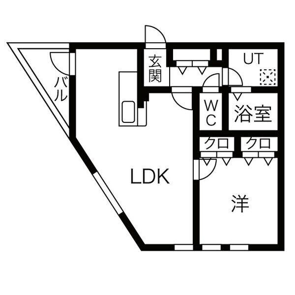 DEVELD栄生 ウエスト(1LDK/1階)の間取り写真