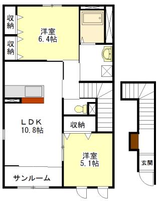 三重県津市 2階建 築11年(2LDK/2階)の間取り写真