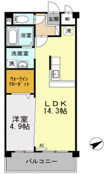 FAMILLE王司(1LDK/2階)の間取り写真