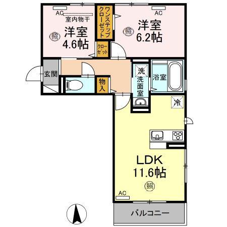 トレッフル(2LDK/2階)の間取り写真