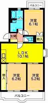 フォンテ玉川(3LDK/1階)の間取り写真