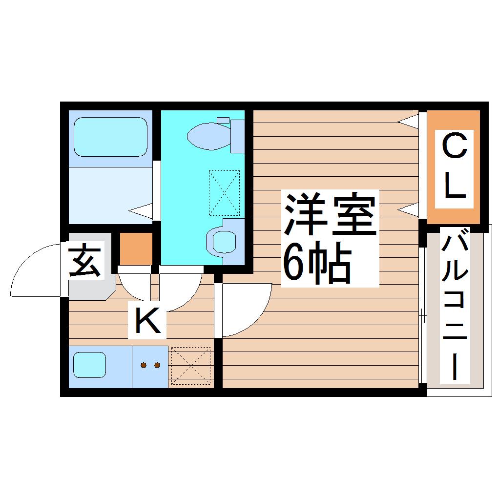 宮町FIRST(1K/1階)の間取り写真