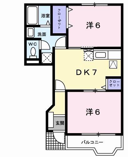 シャンゼリゼ弐番館(2DK/1階)の間取り写真