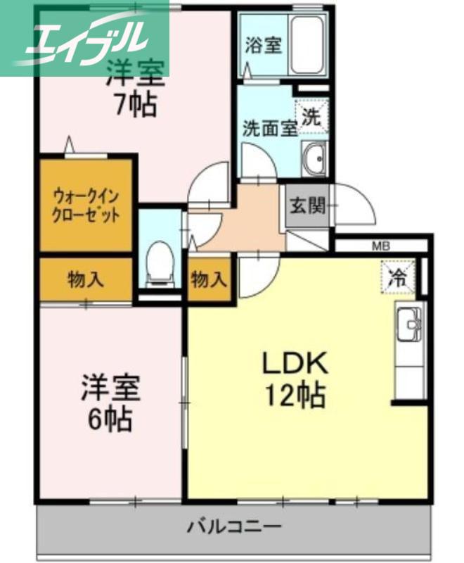 セジュール田中(2LDK/2階)の間取り写真