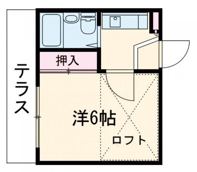 ハッピーヒルズ王塚台(1K/1階)の間取り写真