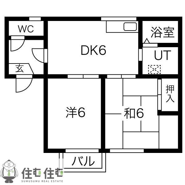 シャルダンハイツD(2DK/1階)の間取り写真
