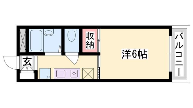 西明石ハイツ(1K/4階)の間取り写真