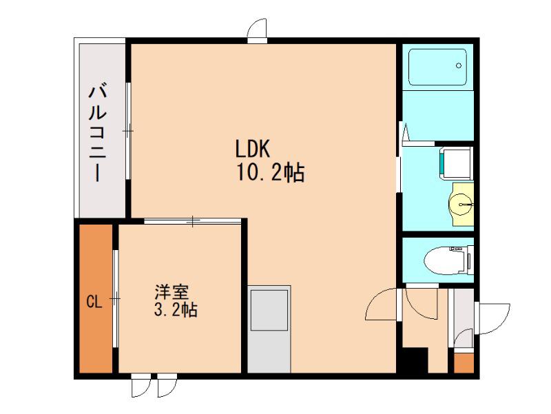 GRキャスバルクォーレ二日市(1LDK/1階)の間取り写真