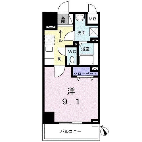 ウエスト GROVE(1K/2階)の間取り写真