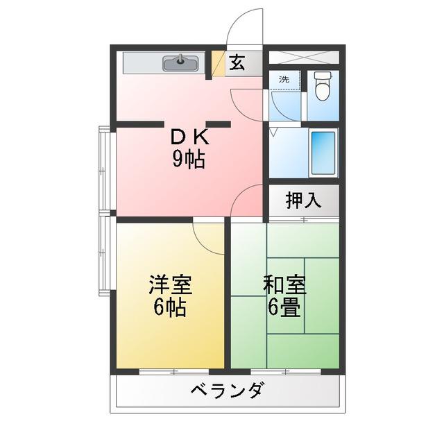 レジデンス向ヶ丘(2DK/4階)の間取り写真