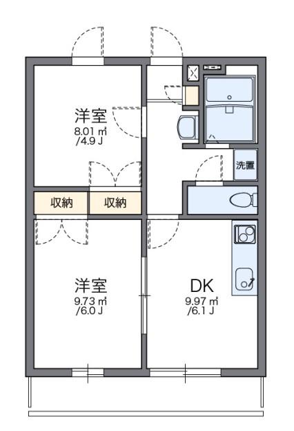 レオパレスKOBATA(2DK/2階)の間取り写真